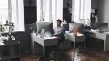 Handsome businessman working in office